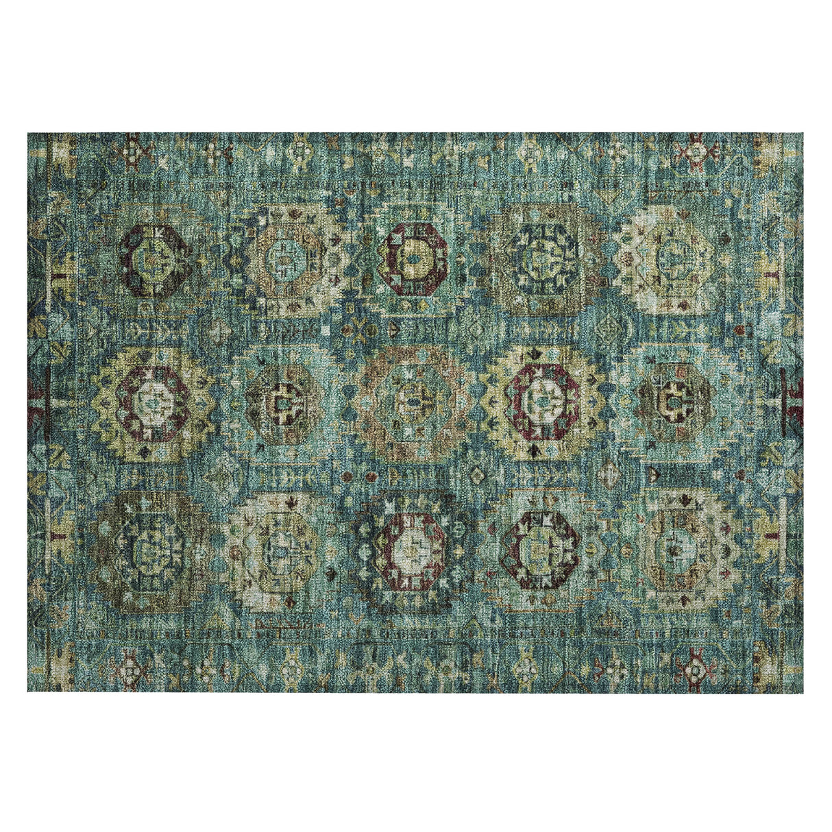 Addison Chantille ACN2024 Medallions Machine Made Traditional Teal Rug
