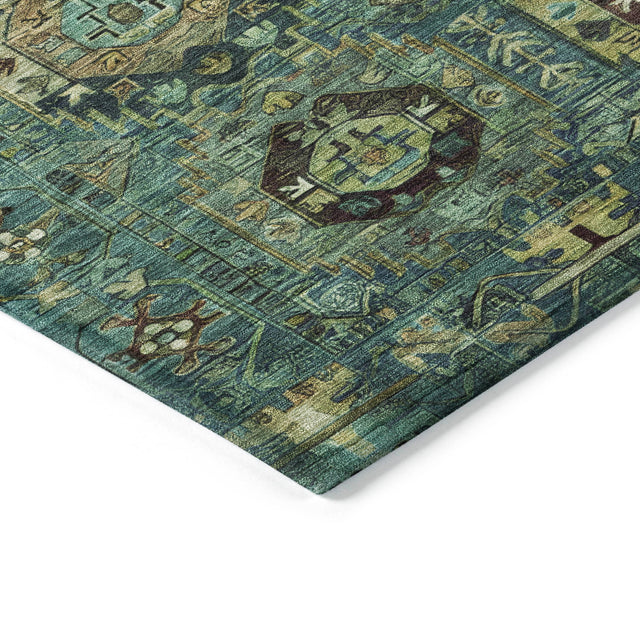 Addison Chantille ACN2024 Medallions Machine Made Traditional Teal Rug