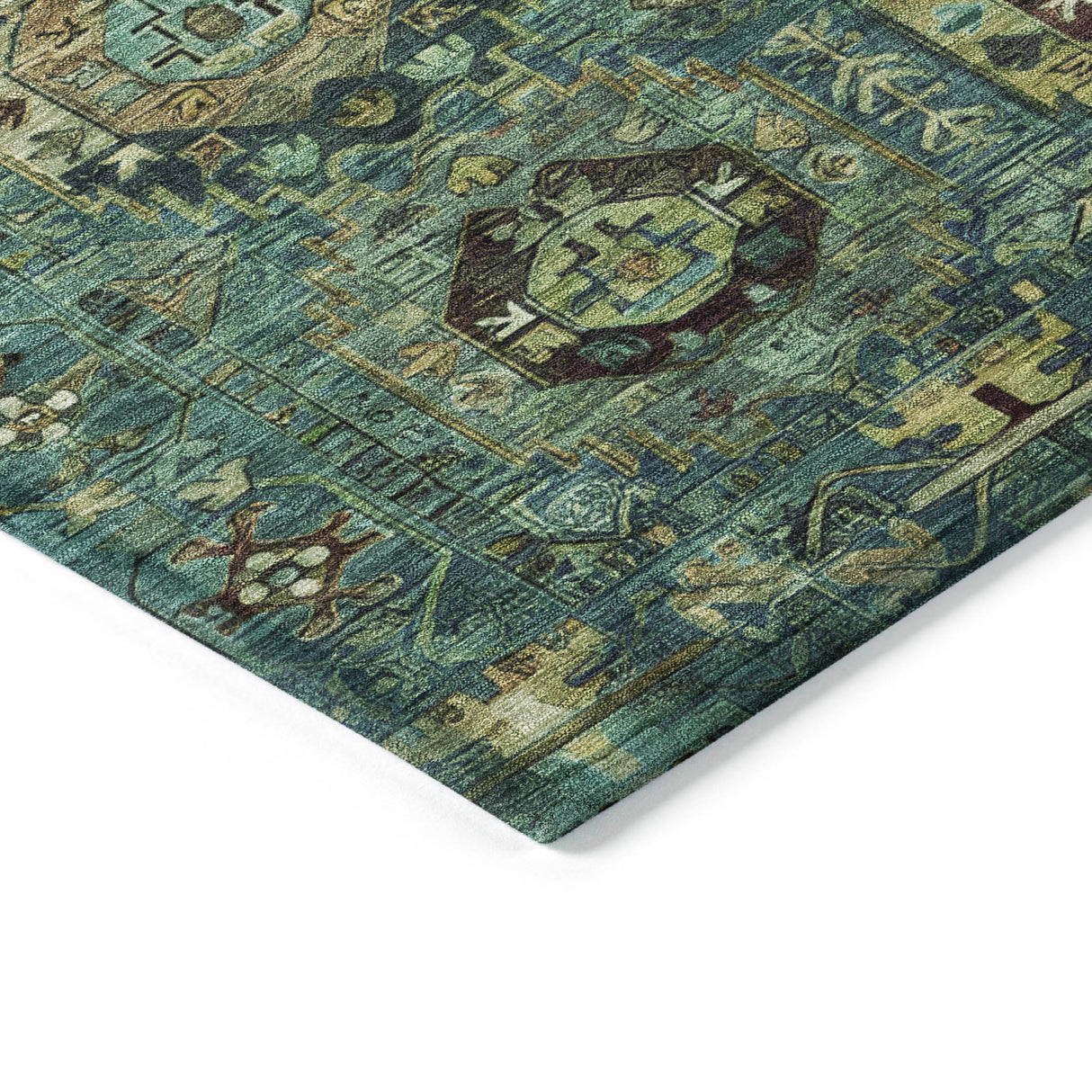 Addison Chantille ACN2024 Medallions Machine Made Traditional Teal Rug