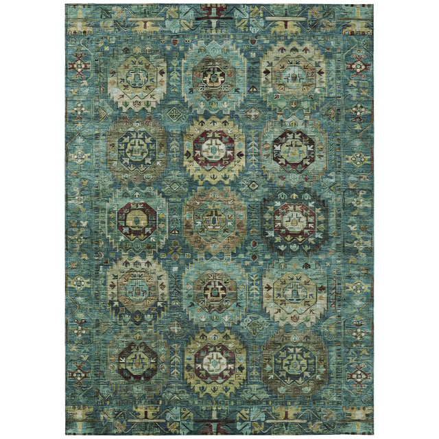 Addison Chantille ACN2024 Medallions Machine Made Traditional Teal Rug