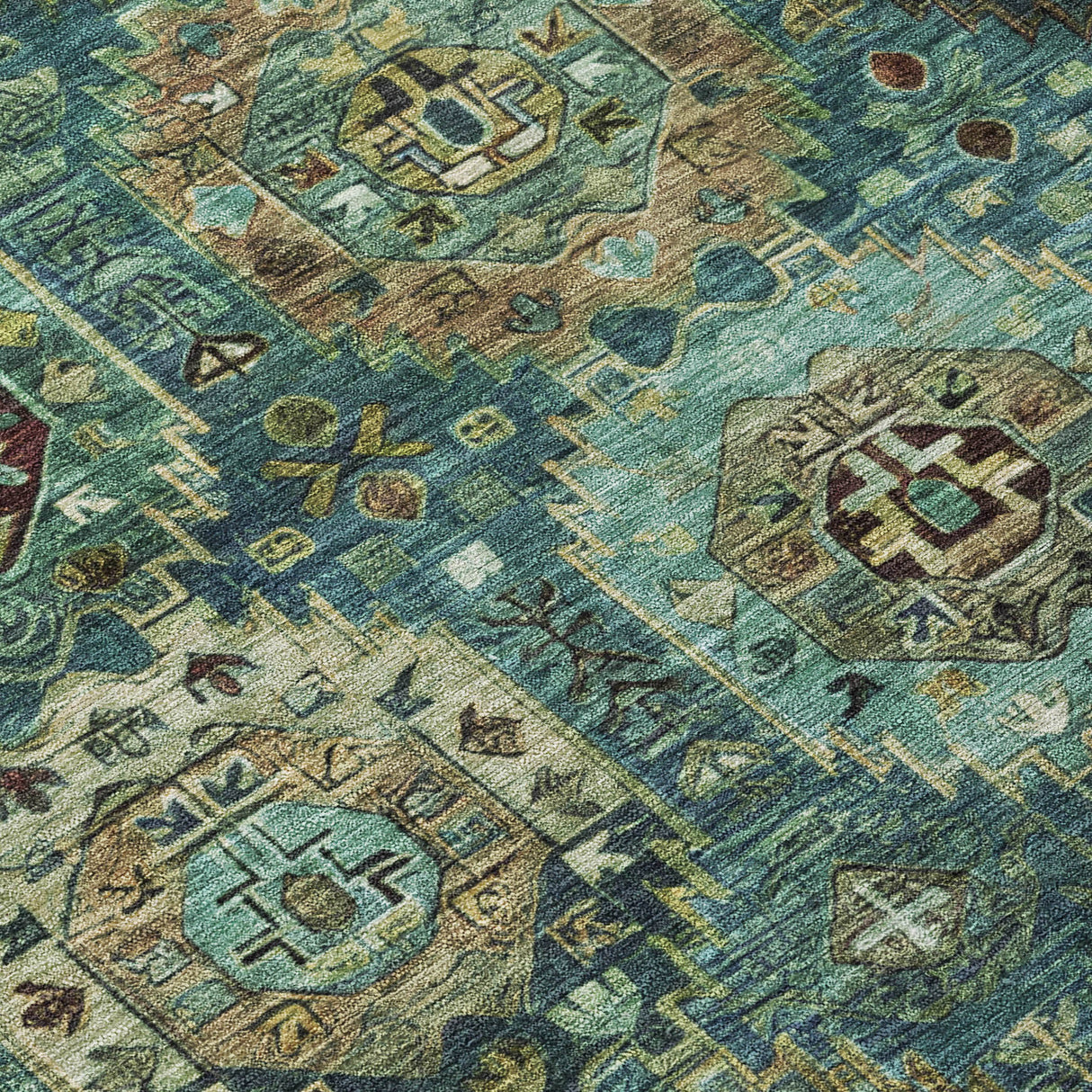 Addison Chantille ACN2024 Medallions Machine Made Traditional Teal Rug