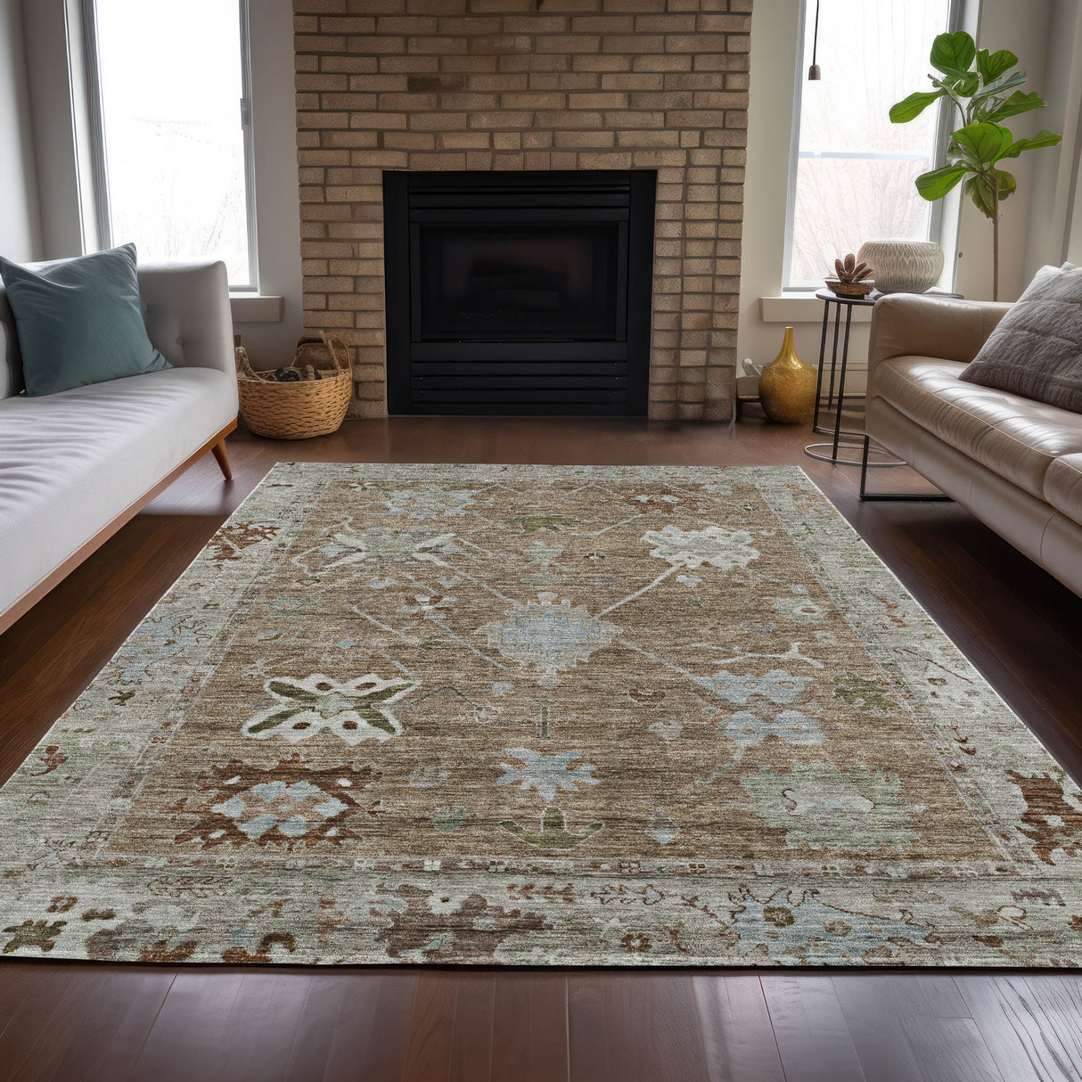 Addison Chantille ACN2025 Global Machine Made Traditional Brown Rug