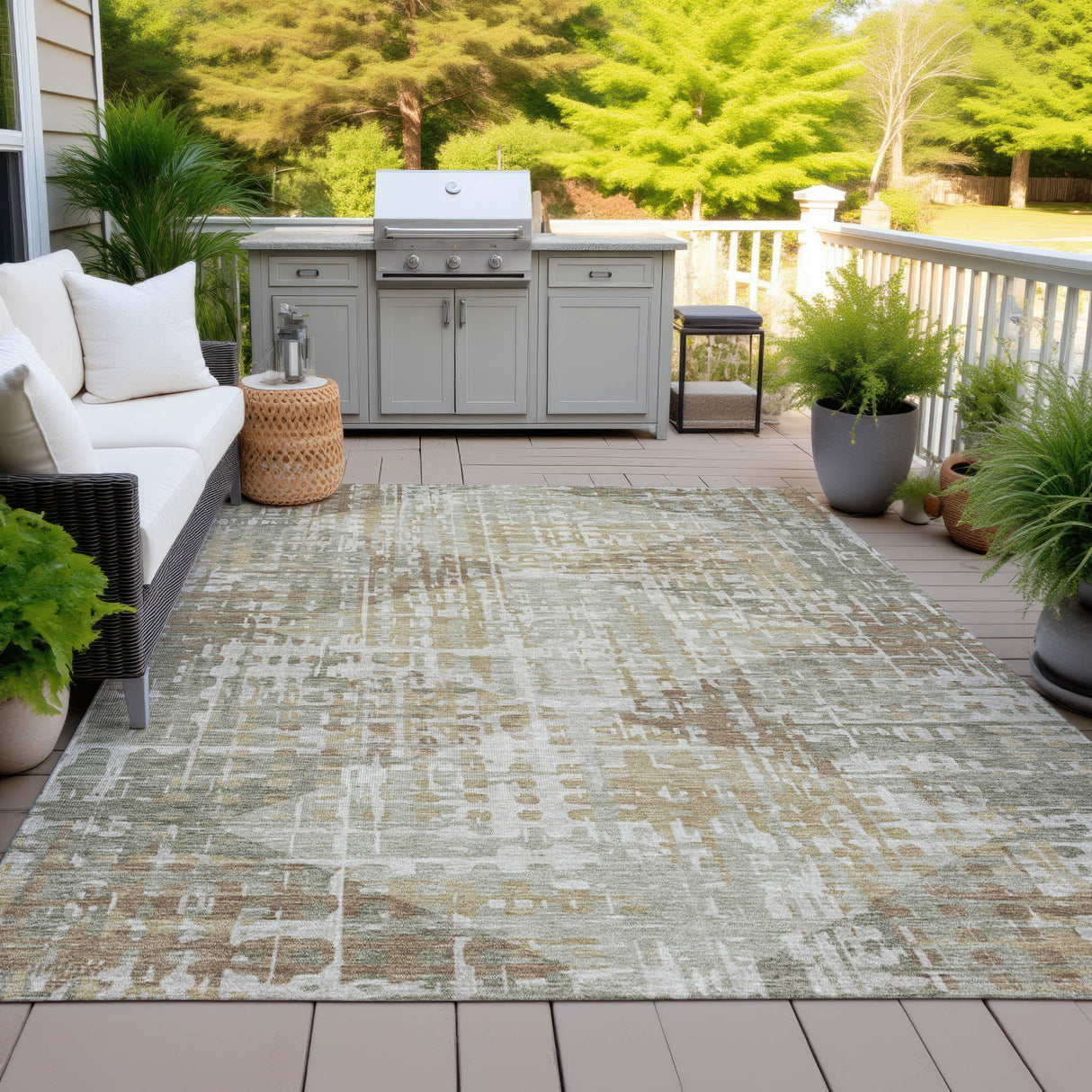 Addison Chantille ACN2026 Geometric Machine Made Transitional Aloe Rug