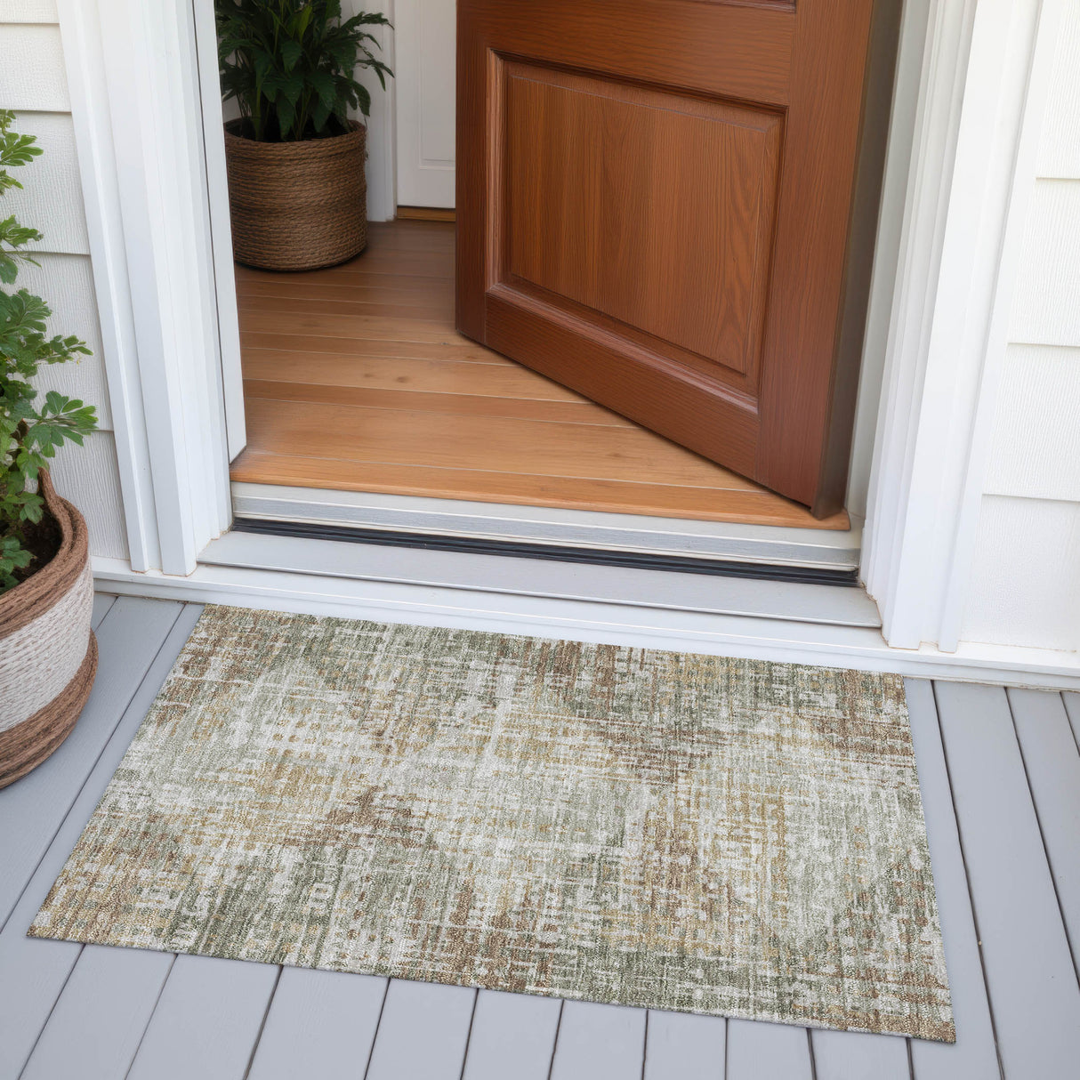 Addison Chantille ACN2026 Geometric Machine Made Transitional Aloe Rug