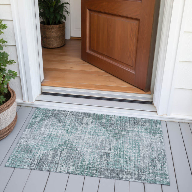 Addison Chantille ACN2026 Geometric Machine Made Transitional Teal Rug