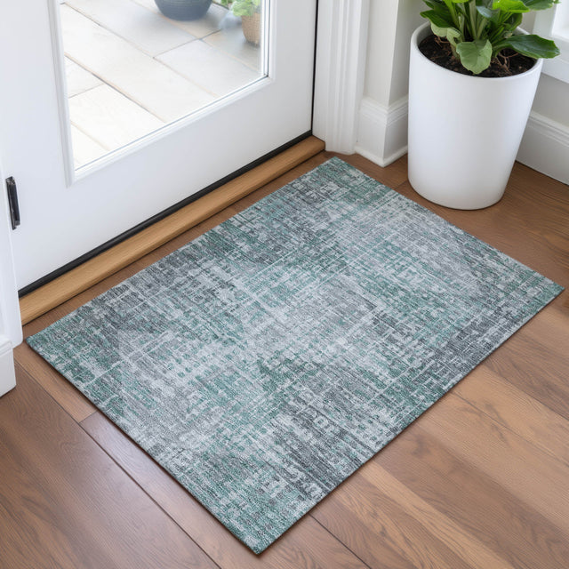 Addison Chantille ACN2026 Geometric Machine Made Transitional Teal Rug