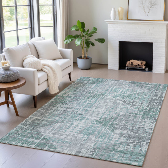 Addison Chantille ACN2026 Geometric Machine Made Transitional Teal Rug