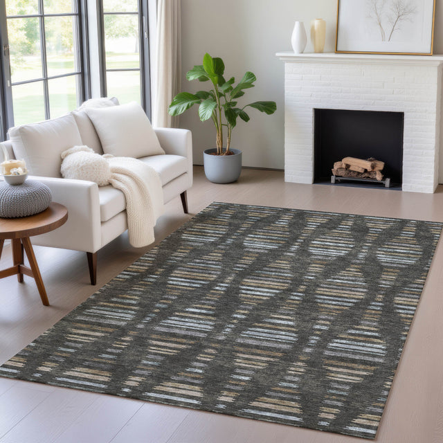 Addison Chantille ACN2027 Stripes Machine Made Transitional Coffee Rug