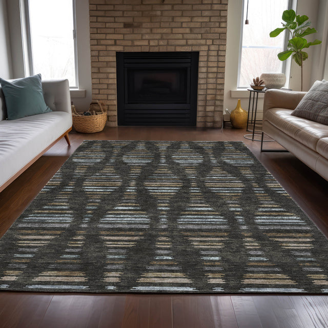 Addison Chantille ACN2027 Stripes Machine Made Transitional Coffee Rug