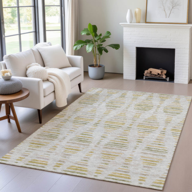 Addison Chantille ACN2027 Stripes Machine Made Transitional Ivory Rug