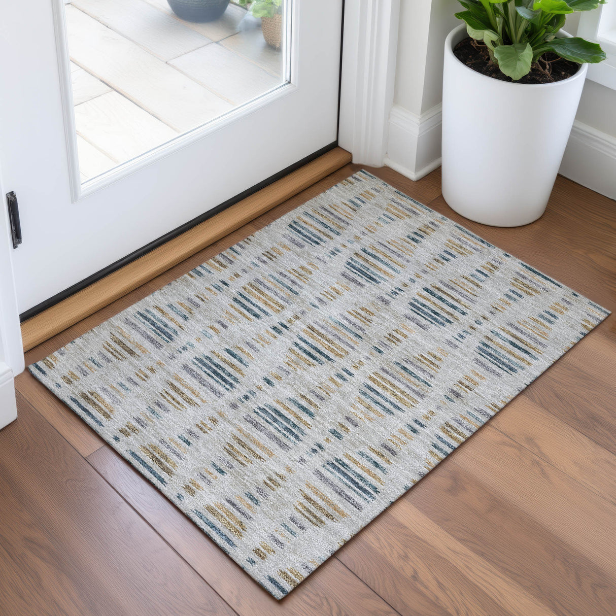 Addison Chantille ACN2027 Stripes Machine Made Transitional Linen Rug