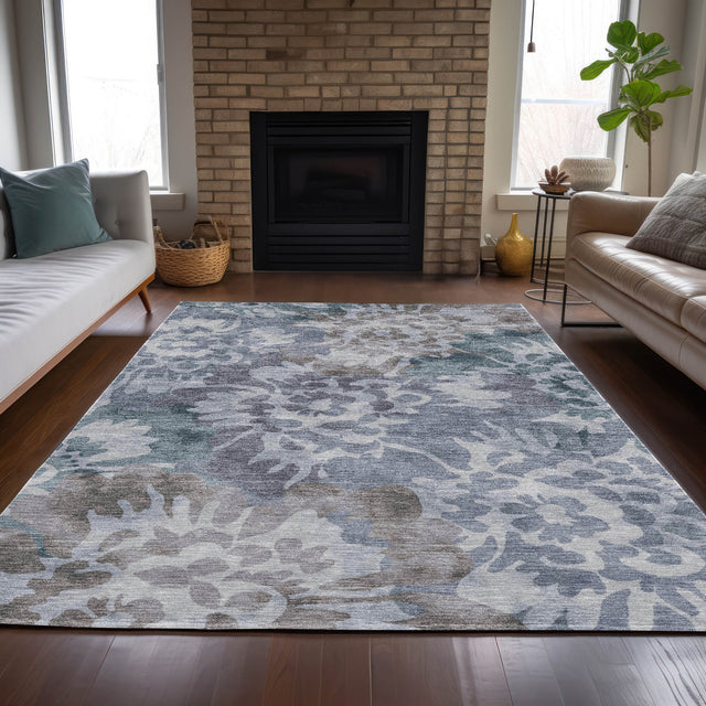 Addison Chantille ACN2028 Floral Machine Made Transitional Blue Rug