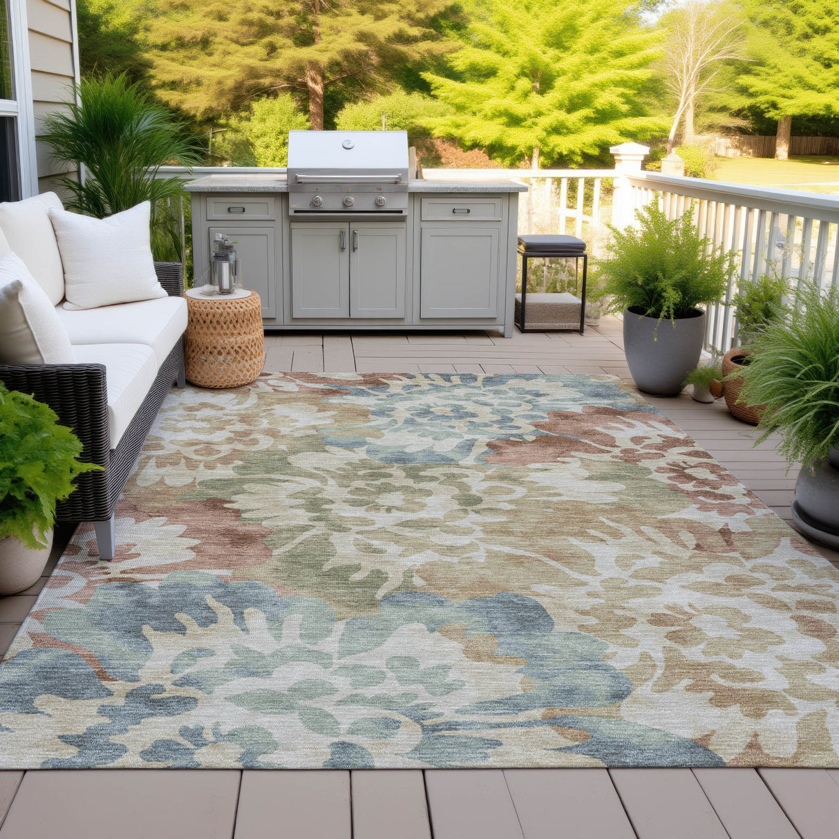 Addison Chantille ACN2028 Floral Machine Made Transitional Paprika Rug