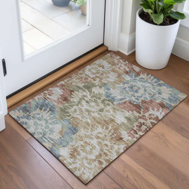 Addison Chantille ACN2028 Floral Machine Made Transitional Paprika Rug