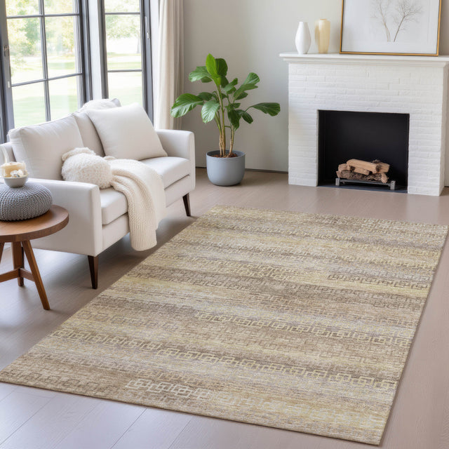 Addison Chantille ACN2029 Stripes Machine Made Transitional Beige Rug
