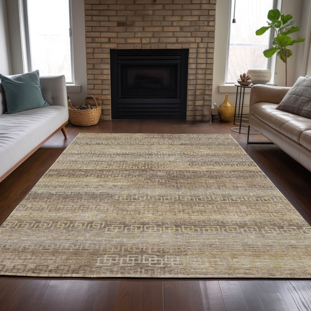 Addison Chantille ACN2029 Stripes Machine Made Transitional Beige Rug
