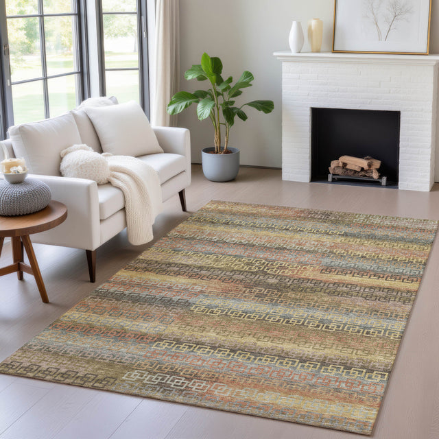 Addison Chantille ACN2029 Stripes Machine Made Transitional Brown Rug