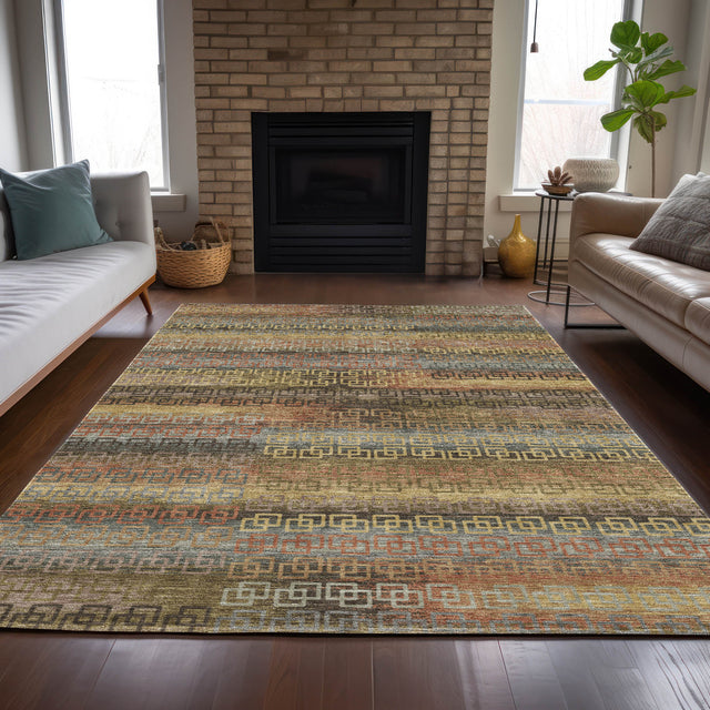 Addison Chantille ACN2029 Stripes Machine Made Transitional Brown Rug