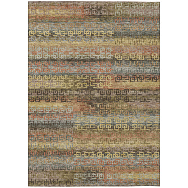 Addison Chantille ACN2029 Stripes Machine Made Transitional Brown Rug