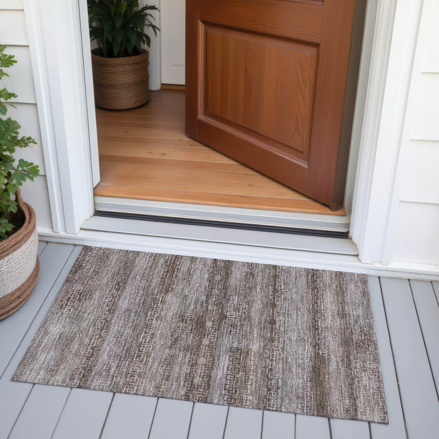 Addison Chantille ACN2029 Stripes Machine Made Transitional Chocolate Rug