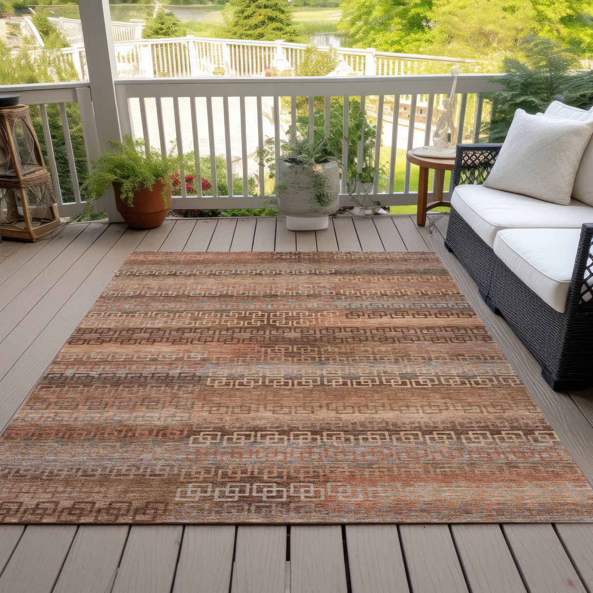 Addison Chantille ACN2029 Stripes Machine Made Transitional Copper Rug