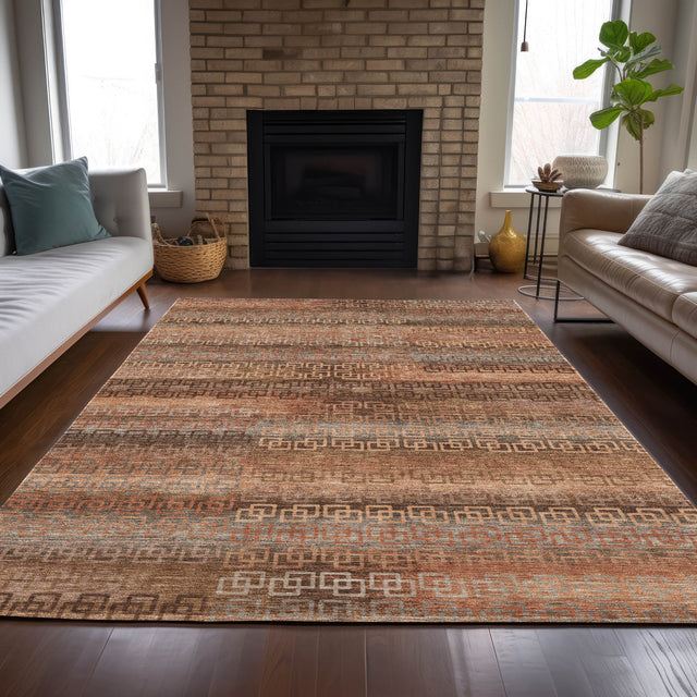 Addison Chantille ACN2029 Stripes Machine Made Transitional Copper Rug
