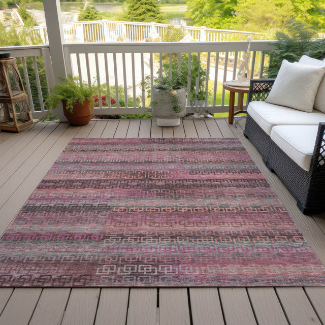 Addison Chantille ACN2029 Stripes Machine Made Transitional Pink Rug