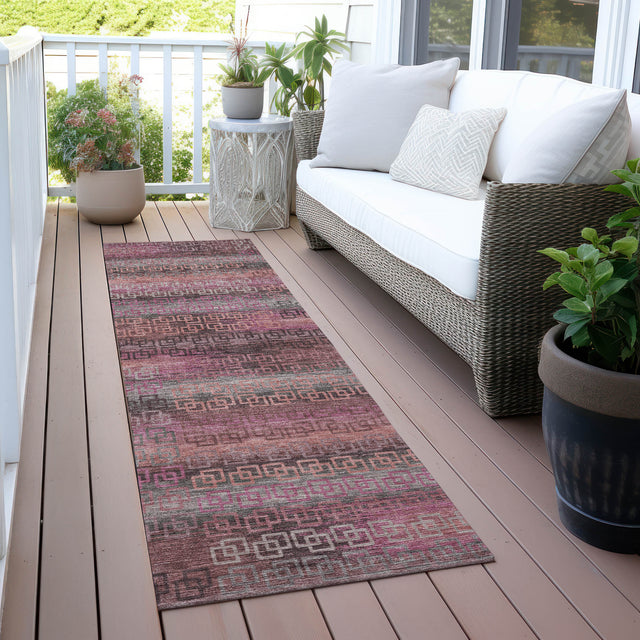 Addison Chantille ACN2029 Stripes Machine Made Transitional Pink Rug