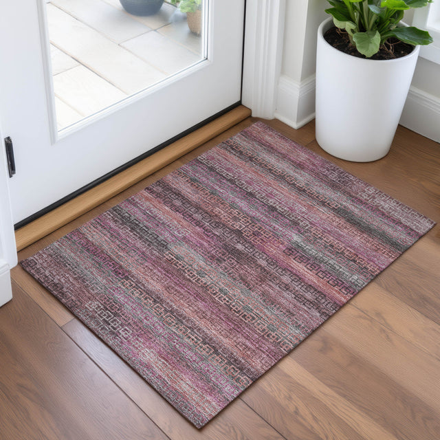 Addison Chantille ACN2029 Stripes Machine Made Transitional Pink Rug