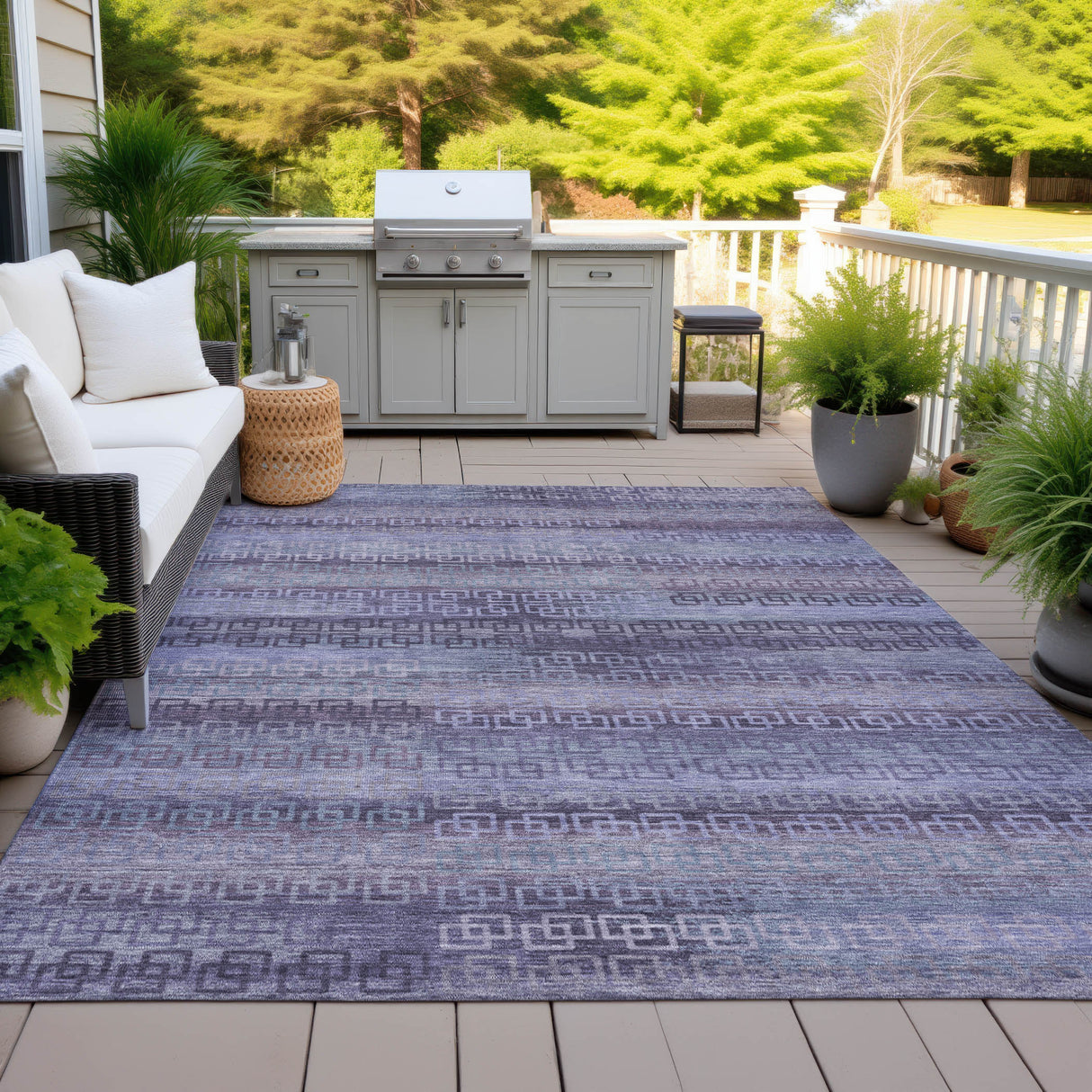 Addison Chantille ACN2029 Stripes Machine Made Transitional Plum Rug