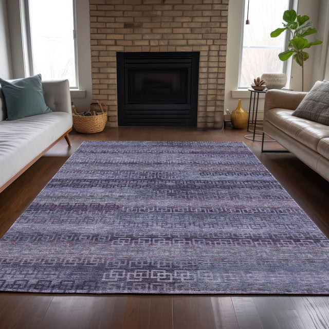 Addison Chantille ACN2029 Stripes Machine Made Transitional Plum Rug