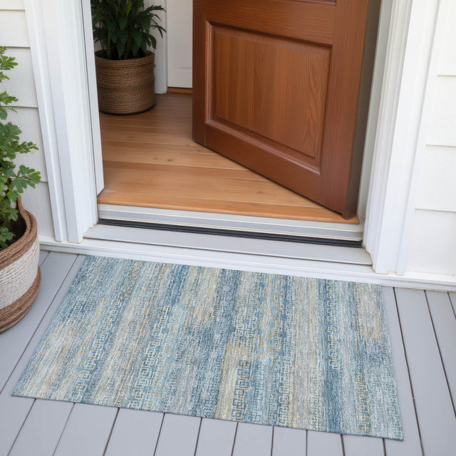 Addison Chantille ACN2029 Stripes Machine Made Transitional Teal Rug