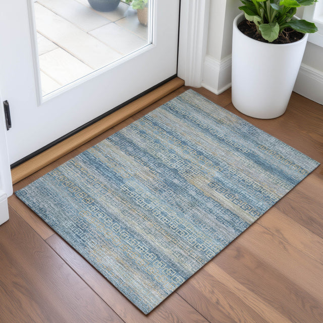 Addison Chantille ACN2029 Stripes Machine Made Transitional Teal Rug