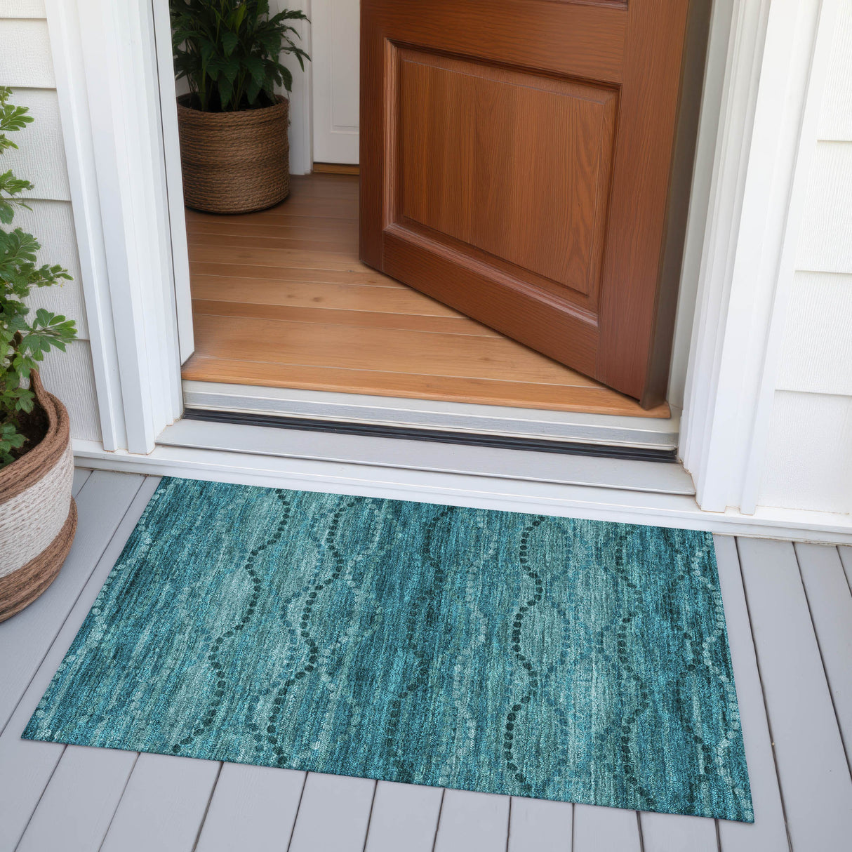 Addison Chantille ACN2031 Gradient Machine Made Transitional Turquoise Rug