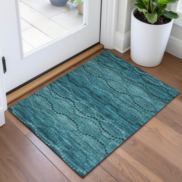 Addison Chantille ACN2031 Gradient Machine Made Transitional Turquoise Rug