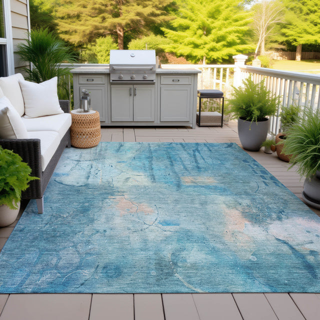Addison Chantille ACN2032 Abstract Machine Made Transitional Blue Rug