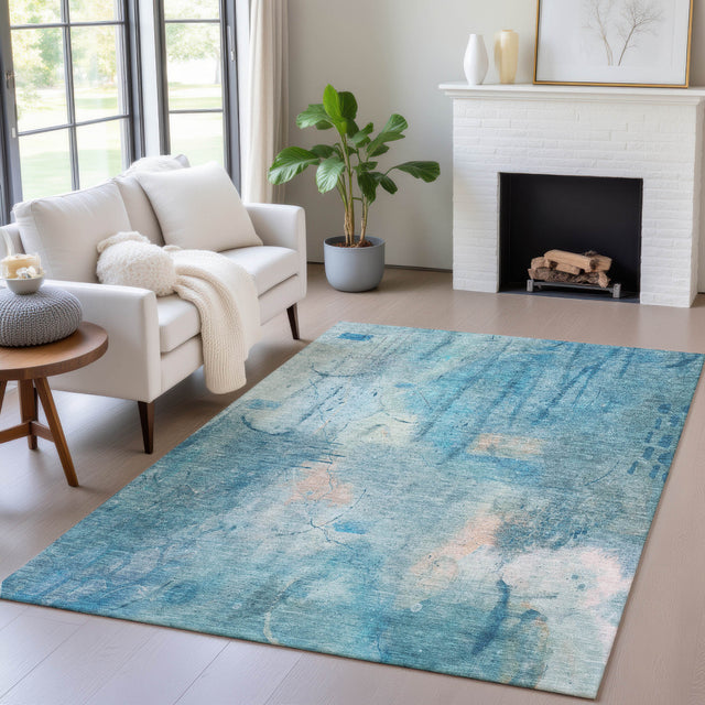 Addison Chantille ACN2032 Abstract Machine Made Transitional Blue Rug