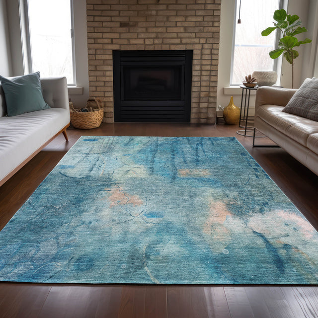Addison Chantille ACN2032 Abstract Machine Made Transitional Blue Rug