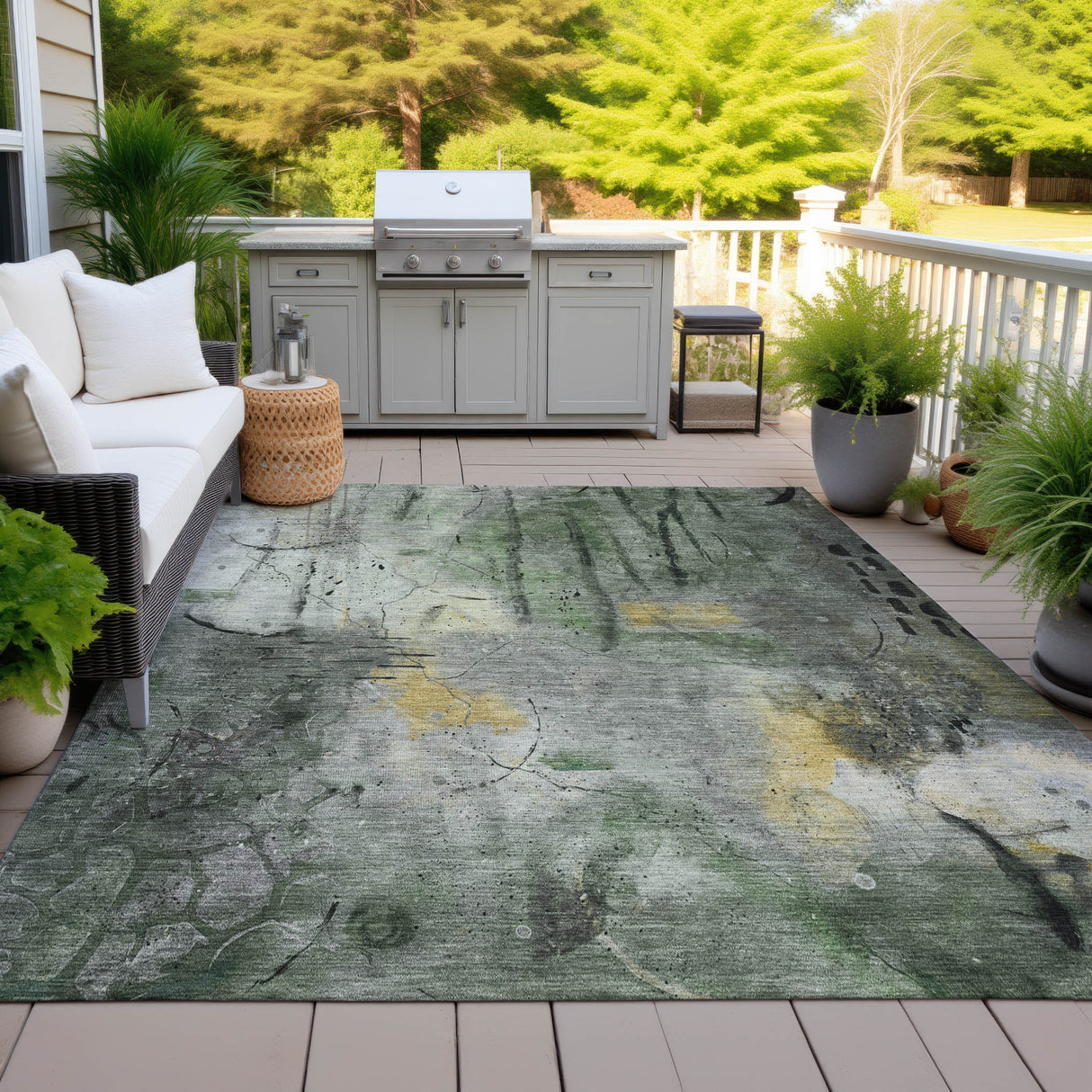 Addison Chantille ACN2032 Abstract Machine Made Transitional Pewter Rug