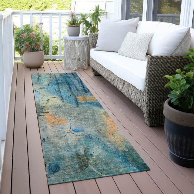 Addison Chantille ACN2032 Abstract Machine Made Transitional Teal Rug