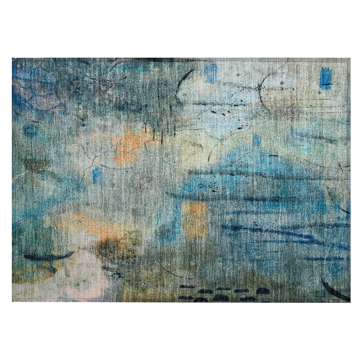 Addison Chantille ACN2032 Abstract Machine Made Transitional Teal Rug