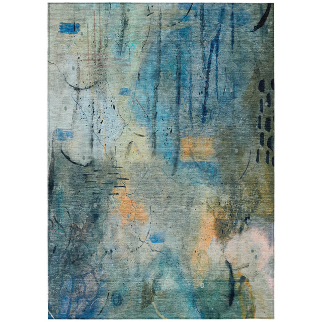 Addison Chantille ACN2032 Abstract Machine Made Transitional Teal Rug