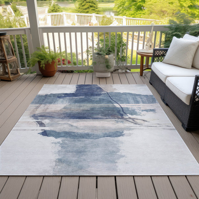 Addison Chantille ACN2033 Abstract Machine Made Transitional Blue Rug