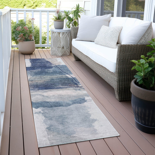 Addison Chantille ACN2033 Abstract Machine Made Transitional Blue Rug