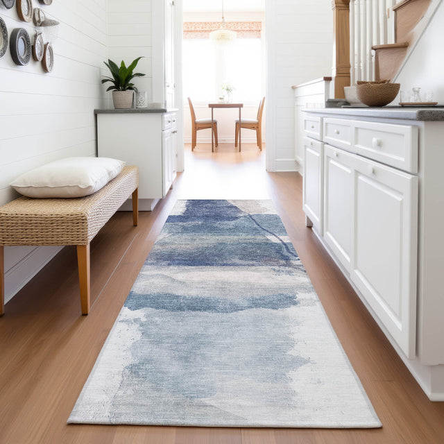 Addison Chantille ACN2033 Abstract Machine Made Transitional Blue Rug