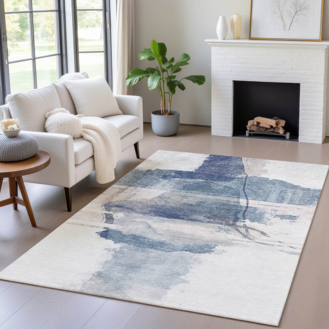 Addison Chantille ACN2033 Abstract Machine Made Transitional Blue Rug