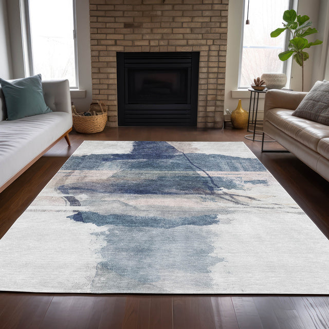 Addison Chantille ACN2033 Abstract Machine Made Transitional Blue Rug