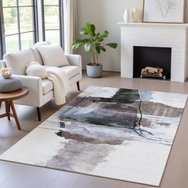 Addison Chantille ACN2033 Abstract Machine Made Transitional Brown Rug