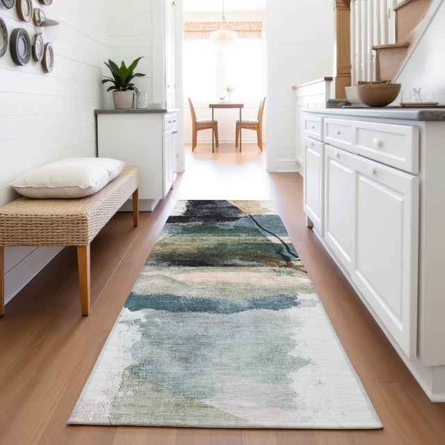 Addison Chantille ACN2033 Abstract Machine Made Transitional Green Rug