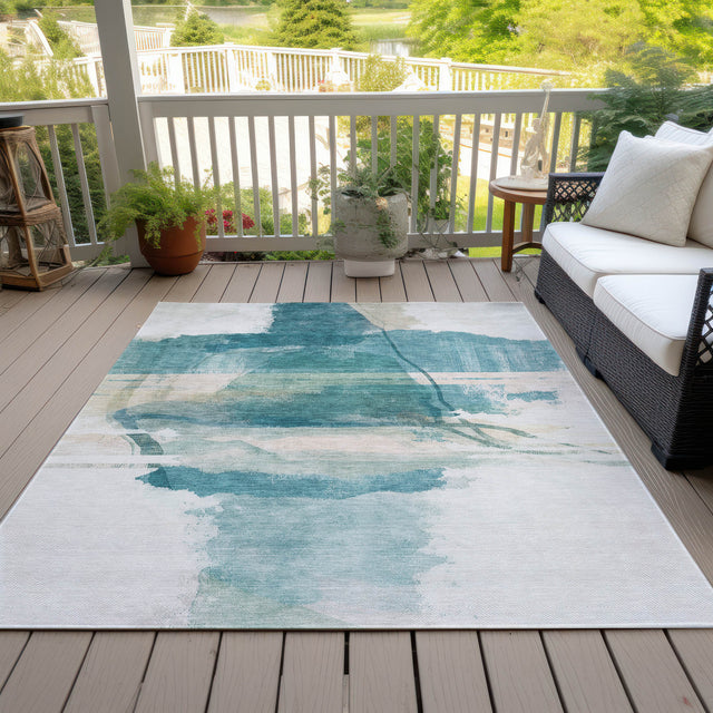 Addison Chantille ACN2033 Abstract Machine Made Transitional Teal Rug